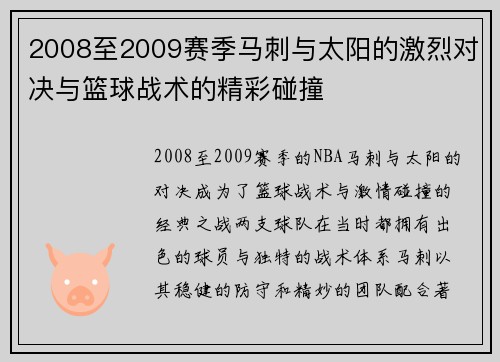 2008至2009赛季马刺与太阳的激烈对决与篮球战术的精彩碰撞