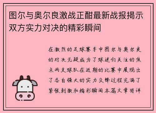 图尔与奥尔良激战正酣最新战报揭示双方实力对决的精彩瞬间